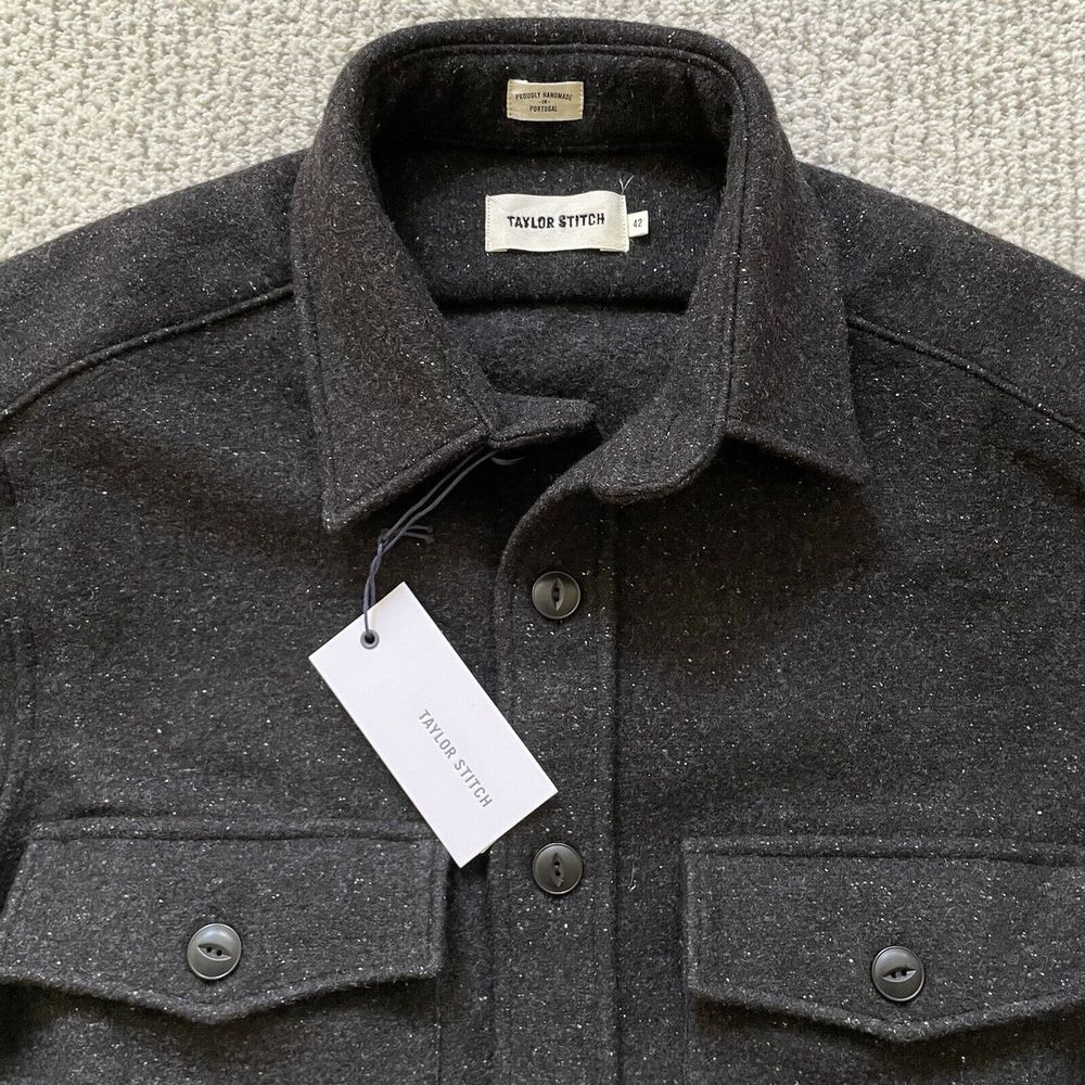 Taylor Stitch 42 Large Black Maritime Shirt Jacket CPO 100% Wool NWT Portugal